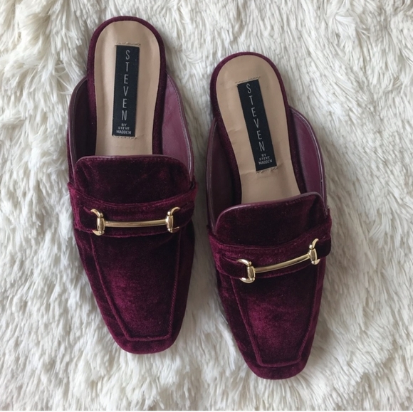 Steve Madden Shoes - STEVE MADDEN Red Velvet Slip on Mules Size: 6.5